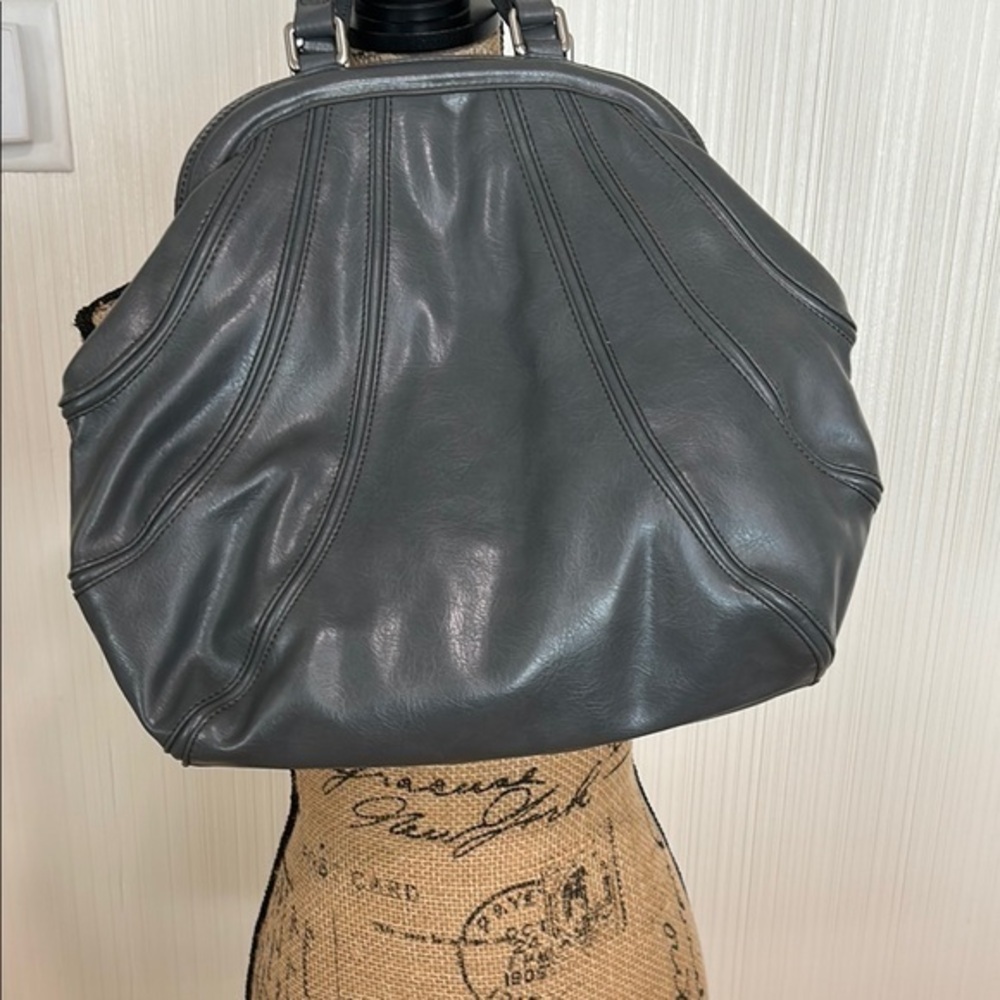Liz Claiborne Charcoal Gray Faux Leather Clutch
